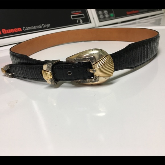 Onyx By Brighton Alligator Grain Leather Belt - Picture 1 of 8